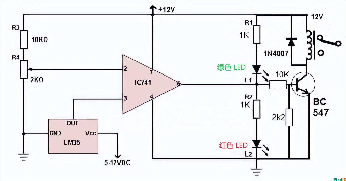 1,使用 lm35 的温度检测电路制作温度传感器需要的组件如下图所示