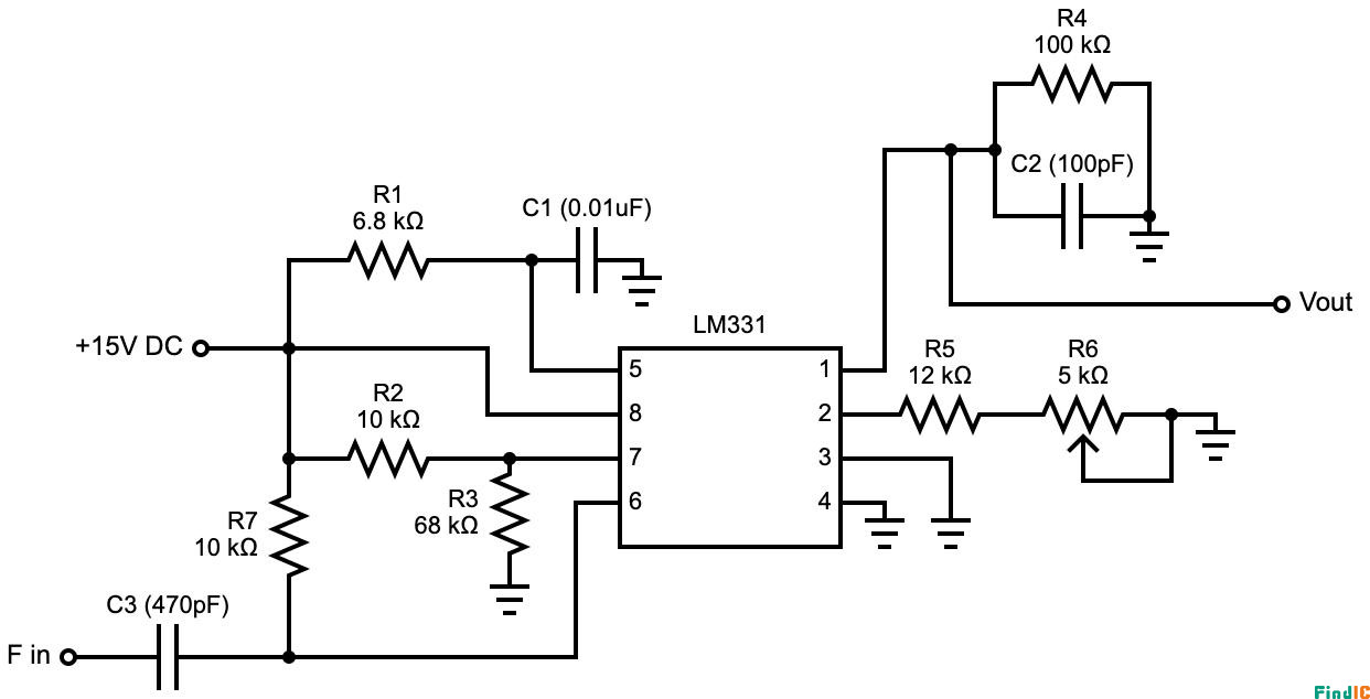 基于 lm331 ic 的频率电压转换器